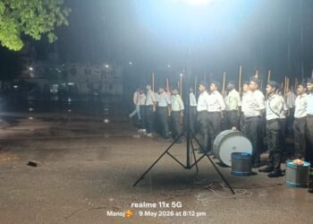 राष्ट्रीय स्वयंसेवक संघ का कौमुदी पथ संचलन, कदमताल और जय श्री राम के नारों से गूंजा शहर”